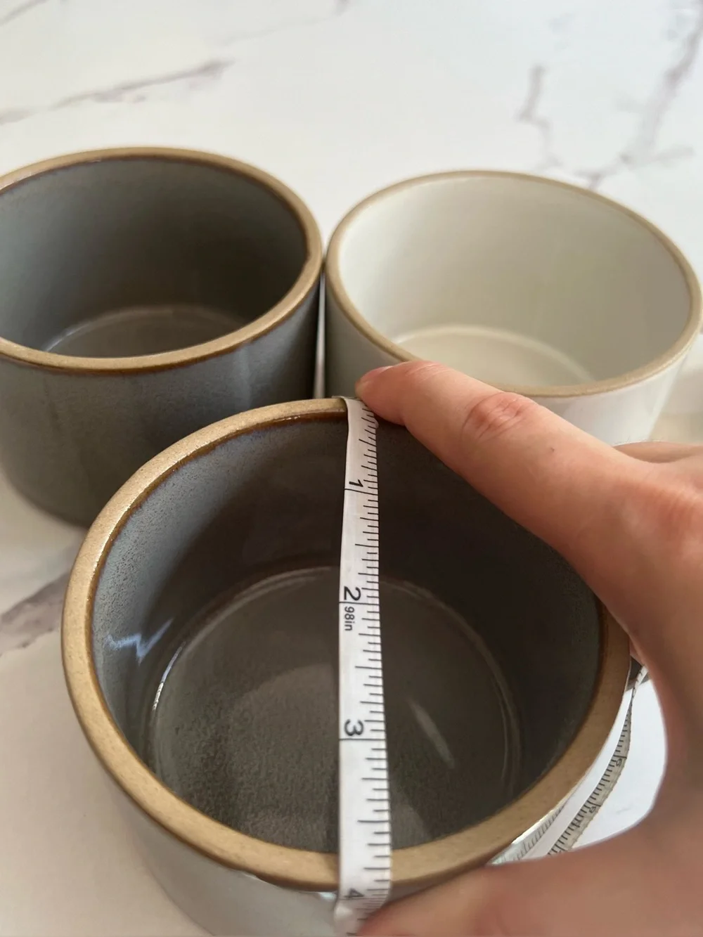 Departo Sturdy Glazed Ceramic Coffee or Tea Mugs Ivory & Slate Grey Set of 4